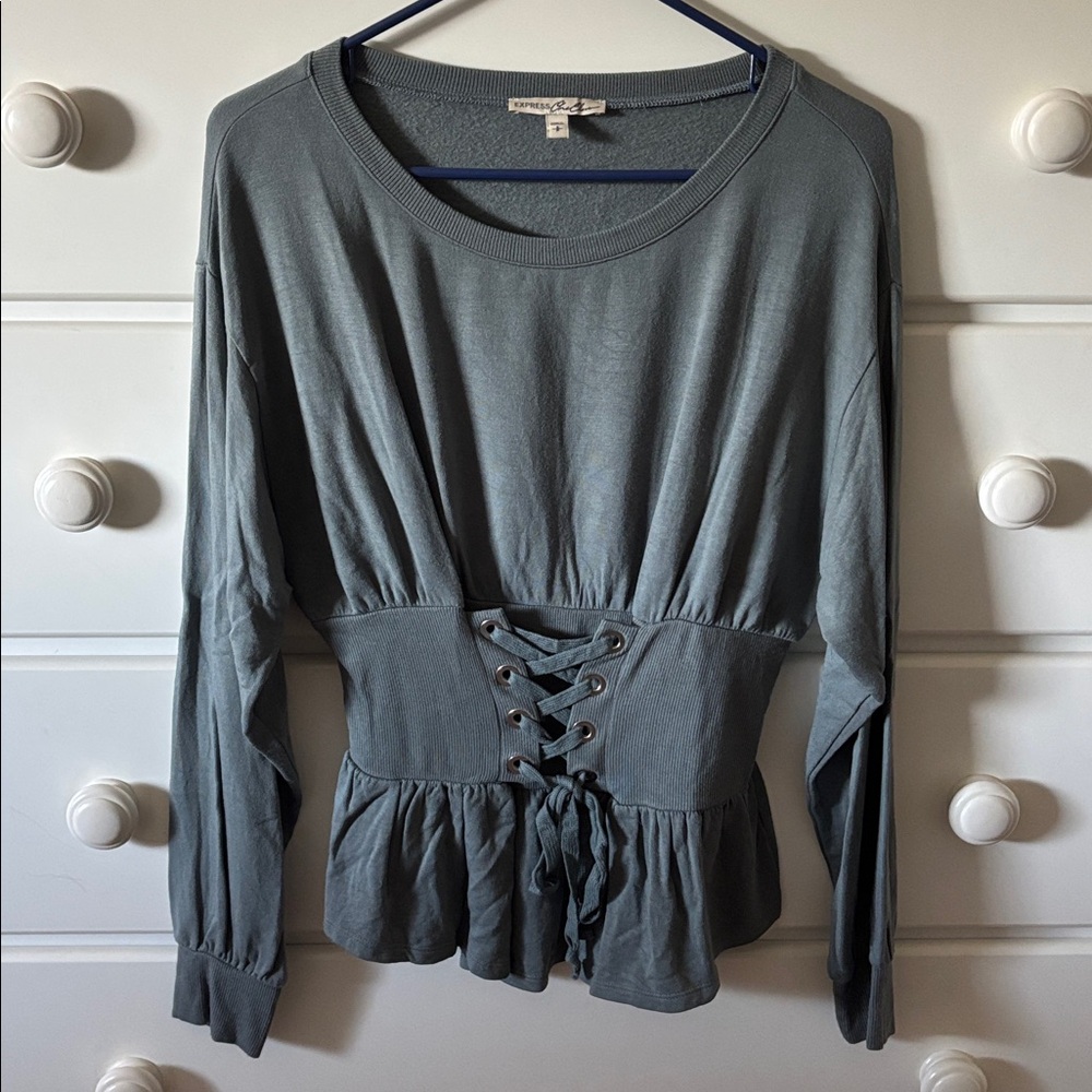 Express Charcoal Long Sleeve Top